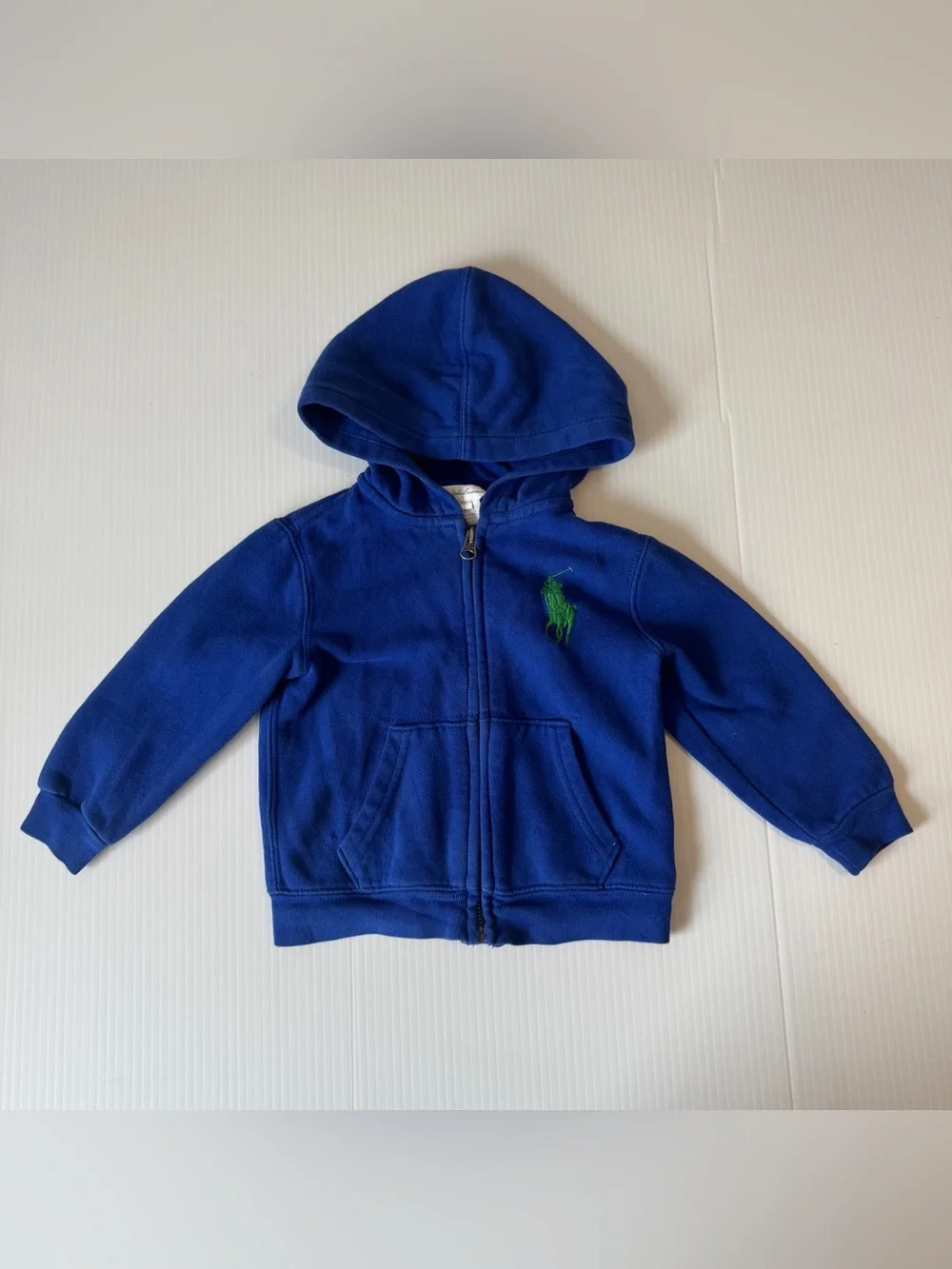 Polo Ralph Lauren Toddler Blue Big Pony Zip Hoodie Fleece Sweatshirt 24M Boys